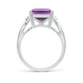 thumbnail image 2 of ANGARA Natural Twist Shank Emerald Cut 6.5 ct Amethyst Statement Ring in 14K White Gold for Women (Size-14x10mm) | February Birthstone, Anniversary, Jewelry Gift for Women | Natural Amethyst Ring, 2 of 8