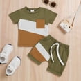 thumbnail image 2 of Tiweut Boys 2 Piece Outfits Toddler Short Sleeve Crew Neck Patchwork Pullover Tops Shorts Clothing Suits for Boy 6-12 M, 2 of 5