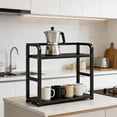 thumbnail image 6 of OCCOA Countertop Spice Rack Organizer 2-Tier Seasoning Organizer with Metal Guardrail Design Suitable for Kitchen/Stovetop/Kitchen Island/Corner, Spice Rack Includes Basket, Hooks, and Pot Lid Holder, 6 of 6