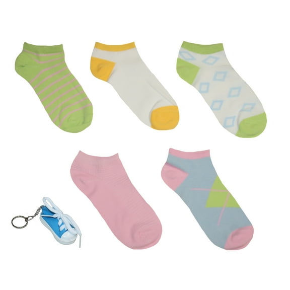 LeGale Womens No Show Socks - 5 Pk & Keychain - 9-11