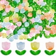 thumbnail image 1 of 1 caja de 240 cuentas de flores de tulipán, cuentas de vidrio florales, coloridas, transparentes, para primavera y verano, suaves, sueltas, espaciadores, conjuntos de accesorios, 1 of 7