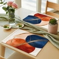 thumbnail image 6 of Navy Blue Burnt Orange Placemats for Dinning Table Set of 4, Geometric Modern Boho Art Burlap Kitchen Place Mats Waterproof Cloth Table Mats, Indoor Outdoor Placemats Easy Clean Dinner Decor, 6 of 8