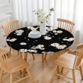 thumbnail image 3 of Spring Round Tablecloth with Elastic Edge, Bright Daisy Floral Print, Durable Polyester, Ideal for Daily Use or Seasonal Decor, Fits 44-52 Inch Round Tables, 3 of 7