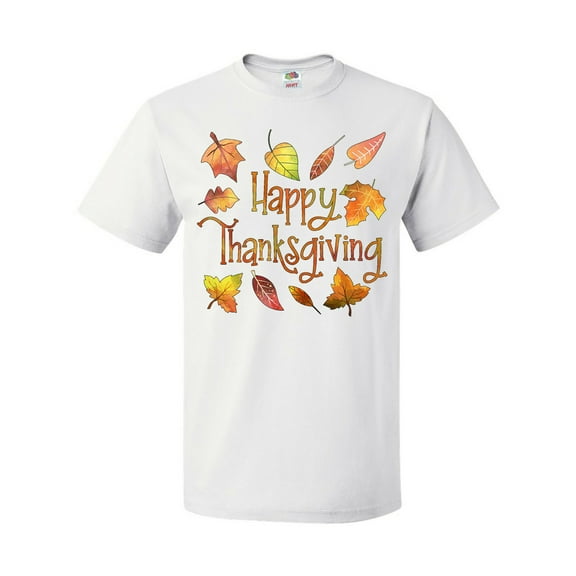 Inktastic Happy Thanksgiving Fall Leaves in Autumn Colors T-Shirt