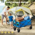 thumbnail image 6 of Gianna Foldable Utility Cart, Large Capacity Shopping Wagon Cart with Drink Holders for Outdoors, Dimension 33.27"D X 20.47"W X 29.53"H, Blue, 6 of 7