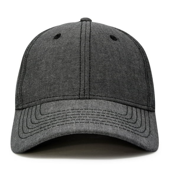 DALIX Premium Chambray Low Crown Cap Curved Bill 6 Panel Hat (Black)