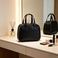 thumbnail image 6 of Qliuoazw Large Capacity Premiums Leather Makeup Bag Portable Waterproof Cosmetic Bag With Dividers High Gloss Tote Travel Organizer For Women, 6 of 6