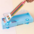 thumbnail image 6 of Interactive Bus Pencil Case with Rolling Wheels(ages 6-12), Cartoon Large Capacity Pencil Box with Sharpener, Best for Birthday Gifts(Blue), 6 of 6