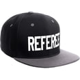 thumbnail image 2 of Classic Snapback Referee Hat High Profile Flat Bill Visor Adjustable Back Cap, BlackGrey White, 2 of 3