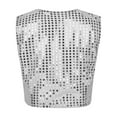 thumbnail image 6 of Miutii Girls' Boys' Glittery Sequined Vest Jacket Hip-Hop Street Dance Waistcoat Performance Silver 150, 6 of 9