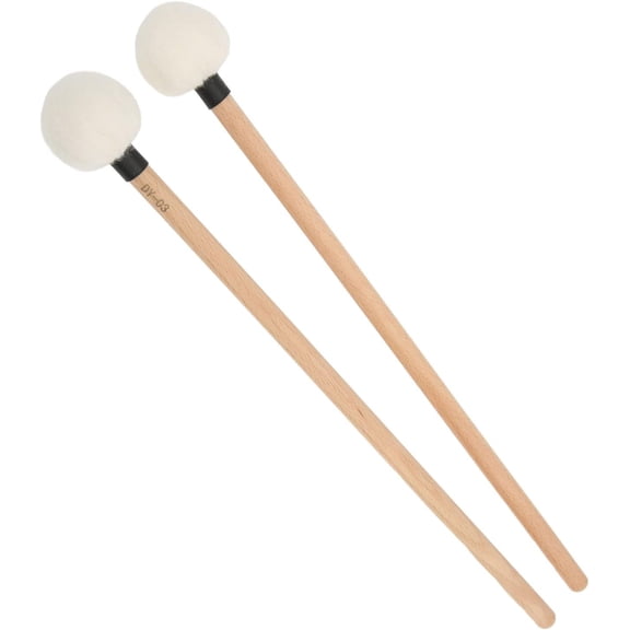 RVKXHD 2Pcs Drum Timpani Stick Mallets Sticks Soft Felt Mallet Maple Handle Wood Mallets Percussion Sticks for Bass Drums Timpani Snare Drums with 45mm Felt Head(Black)