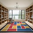 thumbnail image 2 of ODIKA 9'x12' Washable Area Rug Composition Abstract Grid Featuring Interlocking Rectangular for Great Room, Indoor Concept, Large Living Low Pile, Flatwoven, 2 of 7