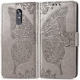 thumbnail image 2 of Case Premium PU Leather Flip Wallet Case Butterfly Embossed Full Body Protection Flip Stand Card Holder Magnetic Cover for iPhone 7P/8P(Gray), 2 of 6