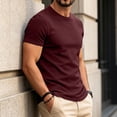 thumbnail image 4 of Men's Quick Drying Round Neck T-Shirt Slim Fit Short Sleeved Fitness T-Shirt Soft And Breathable Outdoor Sports Top Red L, 4 of 6