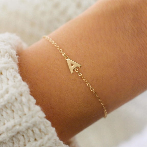 YYKihy Gold Initial Bracelets For Girls Women Jewelry 1 Gold/Silver Plated Letter Initial Bracelet Dainty Gold Bracelets For Women Initial Bracelets For Teen Girls Trendy