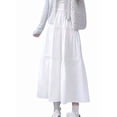 thumbnail image 3 of Women's Boho Ruffle Pleated Maxi Elastic High Waist A-Line Flowy Skirt for Beach Summer White [Regular] S, 3 of 10
