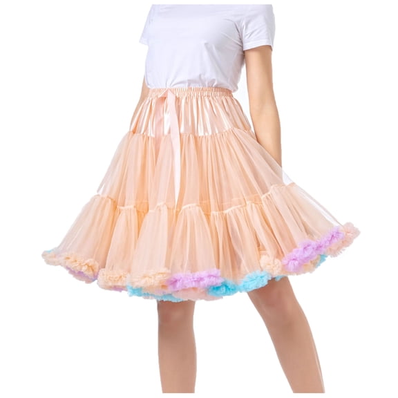 Betivan Women's Extended Puffed Dance Skirt, Fashion Long Crinoline Petticoat, Fluffy Skirt
