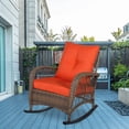 thumbnail image 7 of Socialcomfy Solid Print Rattan Outdoor Adjustable Height Rocking Chair, Orange, 7 of 7