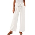 thumbnail image 2 of Ndbuld Women's Casual Pants Women High Waist Paperbag Wide Leg Pants Bow Flowy Loose Trousers Pockets Casual Pants,Beige,XL, 2 of 3
