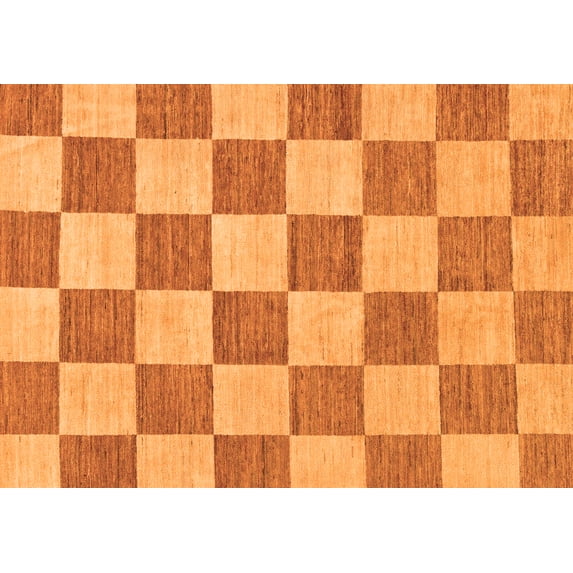 Ahgly Company Indoor Rectangle Checkered Orange Modern Area Rugs, 2' x 3'