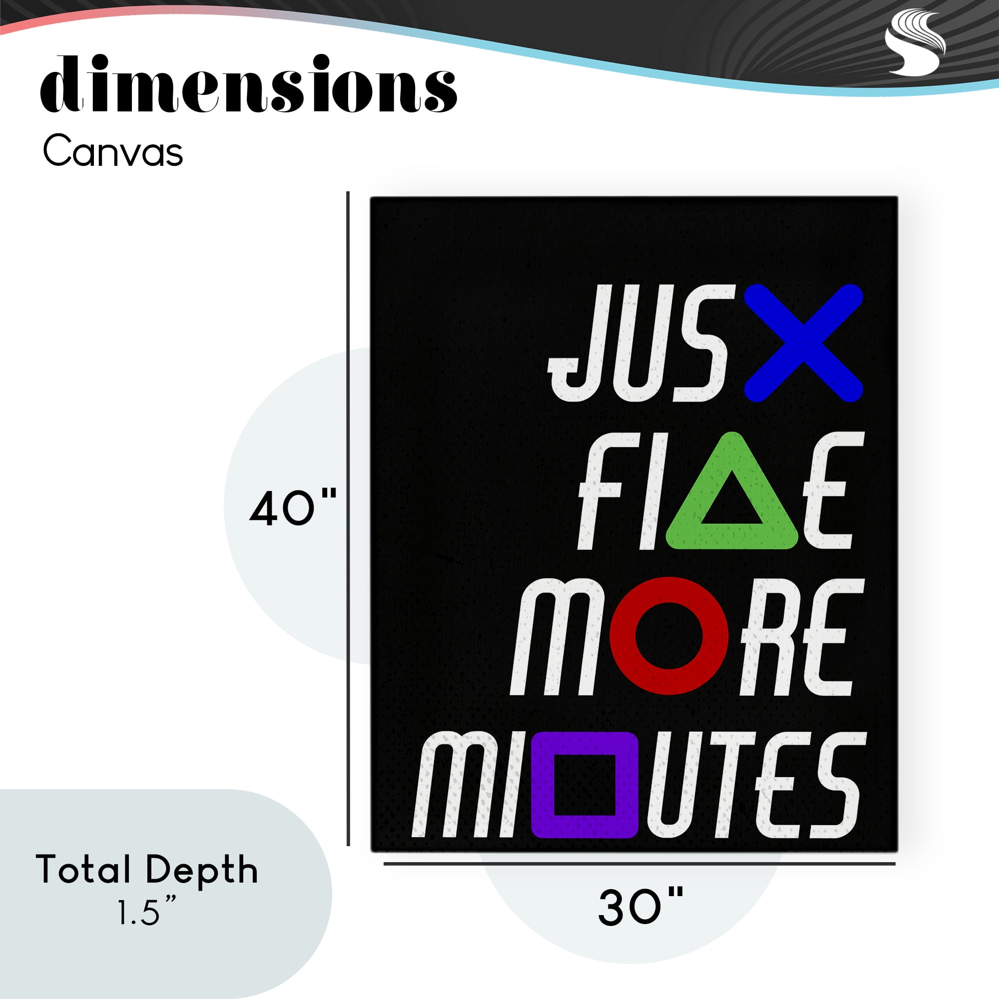 Just Five Minutes Gamer Buttons Canvas Wall Art, design by Kim Allen