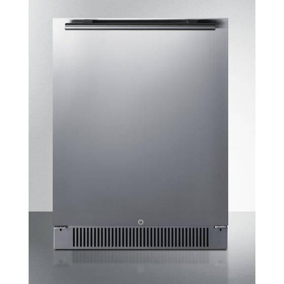 24" Wide Built-In Outdoor All-Refrigerator, Stainless Steel/Black, RHD