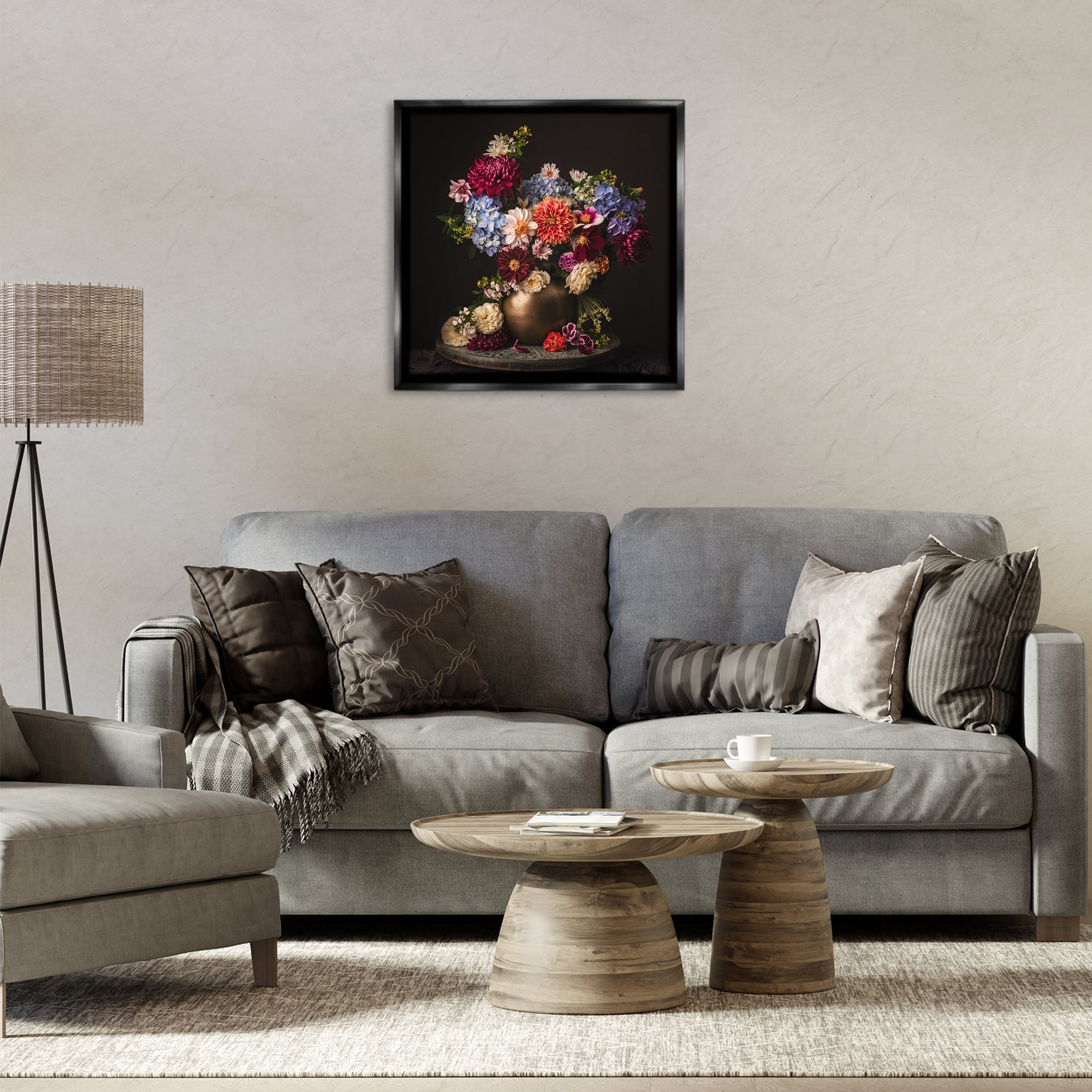 Stupell Industries Assorted Flowers Arrangement Plants & Flowers Photography Black Floater Framed Canvas Art Print Wall Art, 25 x 25