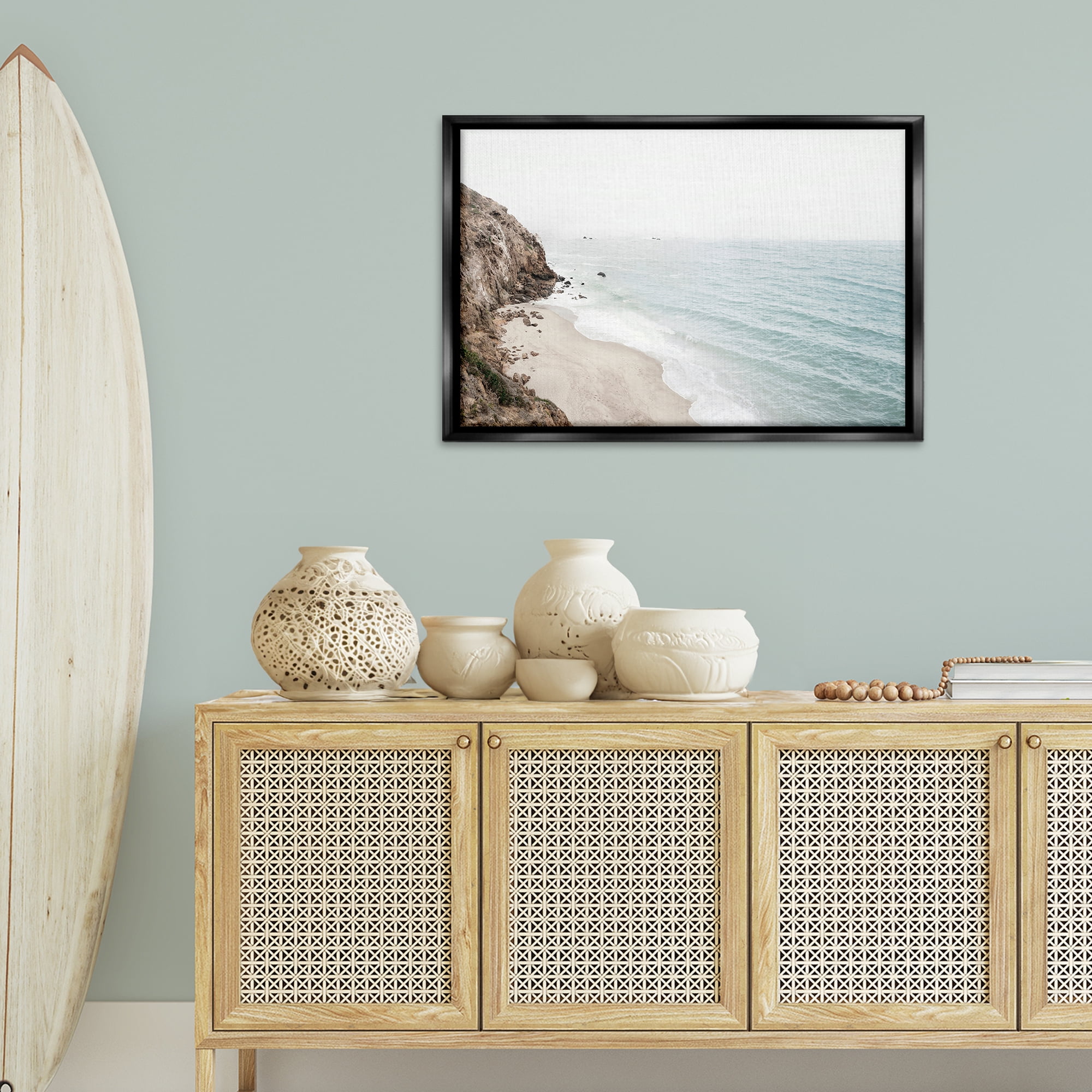 Stupell Industries California Coast Cliffs Nautical & Beach Photography Black Floater Framed Canvas Art Print Wall Art, 31 x 21