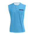 thumbnail image 5 of LRGSHF Men's Sleeveless Shirts Henley Tank Tops Breathable Lightweight Solid Color Pullover Summer Loose Basic Casual 3-Button Tees with Pockets, 5 of 6