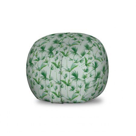 Exotic Storage Toy Bag Chair  Print of Vertically Scattered Palm Leaves Hawaiian Vibes  Stuffed Animal Organizer Washable Bag  Small Size  Laurel Green Fern Green  by Ambesonne