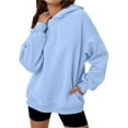 thumbnail image 3 of Sudaderas con Capucha de Gran Tamaño para Mujer, Sudaderas Cómodas, Conjuntos de Moda de Otoño, Blusas Casuales, Ropa de . Azul S, 3 of 8