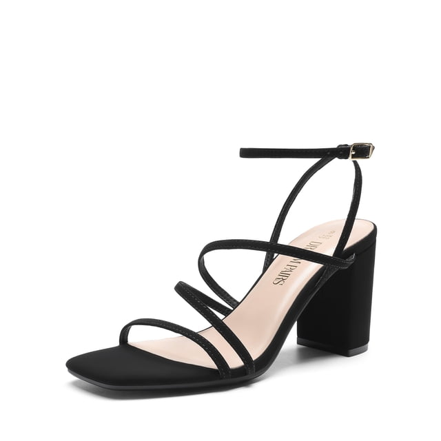 Sandalias de Tacón Grueso con Tiras para Mujer DREAM PAIRS Negro 6.5
