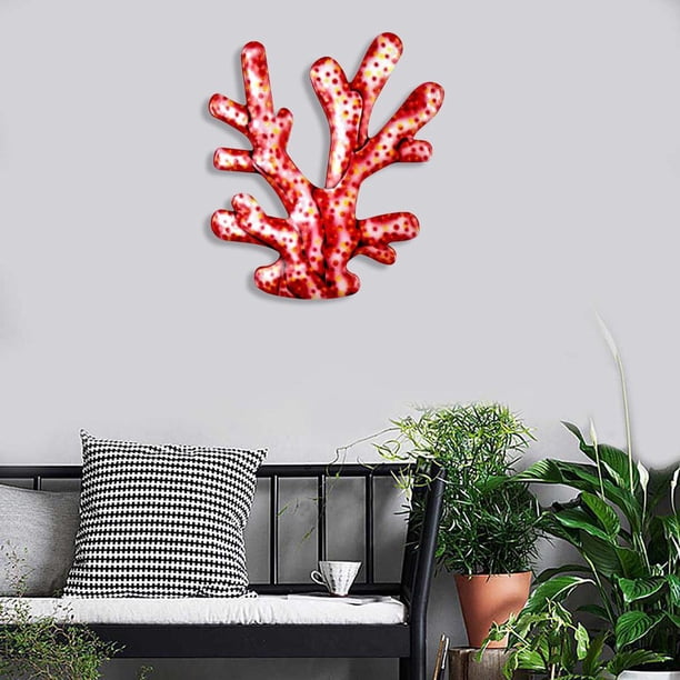 Escultura interior al aire libre del arte de decoración de pared del coral que cuelga para el jardín de del porche del hogar rojo Baoblaze Escultura de pared de coral