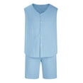 thumbnail image 2 of LNWUY Men’s Summer Linen Waistcoat Set Solid Fashion Lightweight Button Vest Cardigan Outdoor Casual Tops Business Suit Waistcoat Light Blue XXL, 2 of 4
