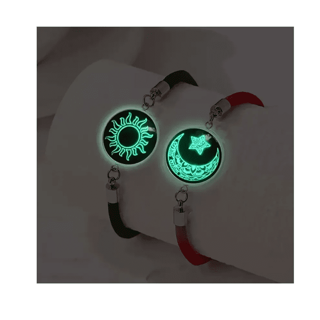 2pc Pulseras Para Parejas De Sol Y Luna Xtellar Brilla Oscuridad