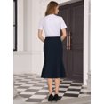 thumbnail image 5 of DARING DIVA Women Fishtail High Waist Belted Work Midi Mermaid Skirts S Dark Blue, 5 of 7