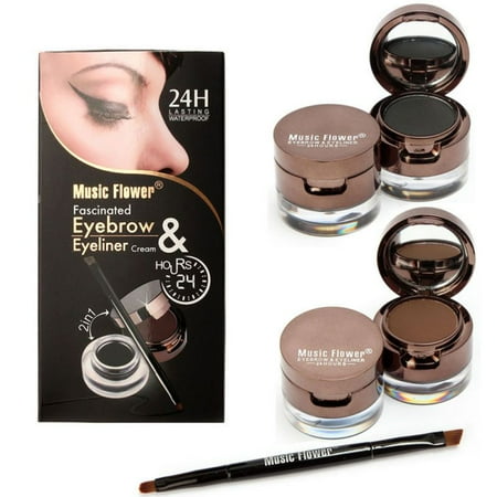 4 in 1 Gel Eyeliner and Eyebrow Powder Kit Brown Black Water-proof with Eye Liner