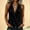 Black, variant on Womens Cotton Linen Tank Top Wrap V Neck Sleeveless Blouse Ruched Casual Summer Cami Shirts