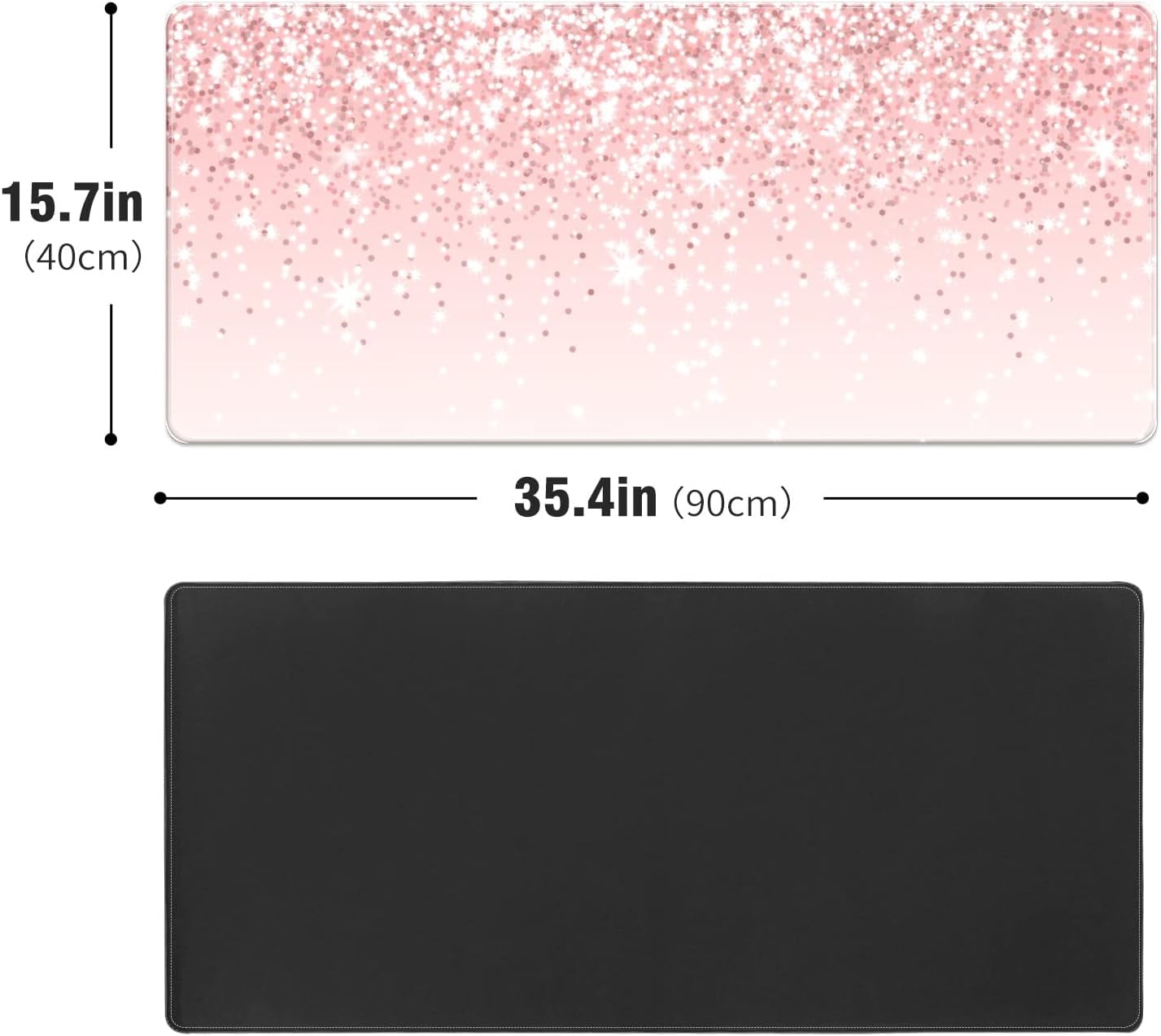 Rose Gold Fine Glitter Desk Mat, Desk Accessory, Cute Workspace, Trendy Workspace, Trendy, 35.4x15.7in Large Gaming Mouse Pad, Cute Desk Topper, Pretty Desk Pad