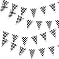 thumbnail image 1 of Hot Wheels Party Essential, 100Ft Reusable Checkered Flag Banner, 48 Pieces Of Weatherproof Polyplastic Pennants, Bold Triangular Cut For Authentic Racing Party Decorations, 1 of 6