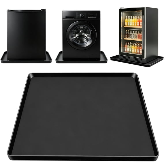 Mini Fridge Mat, 24"x24"X0.78" Mini Fridge Drip Trays Mat for Carpet Floor, Under Refrigerator Mat AC Conditioner Drip Pan, Silicone Mat for Refrigerators, Washing Machines, Dryers, Black