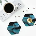 thumbnail image 4 of Vsdgher Blue Viper Snake1 Leather Coasters for Drinks, Durable Drink Coasters 4 Set for Tabletop Protection, Luxurious Home Décor and Housewarming Gift-Hexagon, 4 of 6