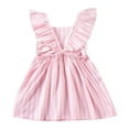 thumbnail image 2 of AUNVITO Toddler Girls Sweet Bow Striped Puff Sleeve Spaghetti Strap Summer Dress, 2 of 7