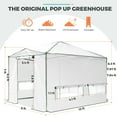 thumbnail image 2 of EAGLE PEAK 12x8 Portable Large Walk-in Instant Greenhouse with Support Pole, Pop-up Easy Setup Outdoor Plant Gardening Green House Canopy, White, 2 of 10