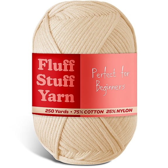 Lammaloe Cotton Yarn For Crocheting And Knitting, (250 Yards) Worsted Medium #4 Crochet Yarn For Beginners, Beige