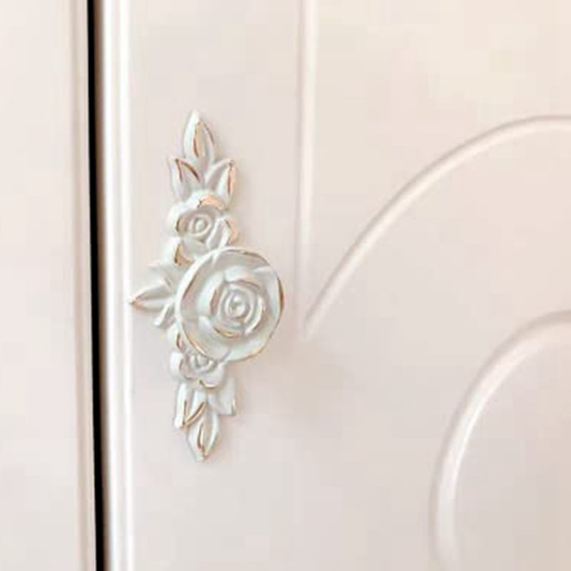 8 Pcs Euro Roses Cabinet Knobs with Backplate, Flower Drawer Pull Handles for Dresser Vanity Nightstand Cupboard