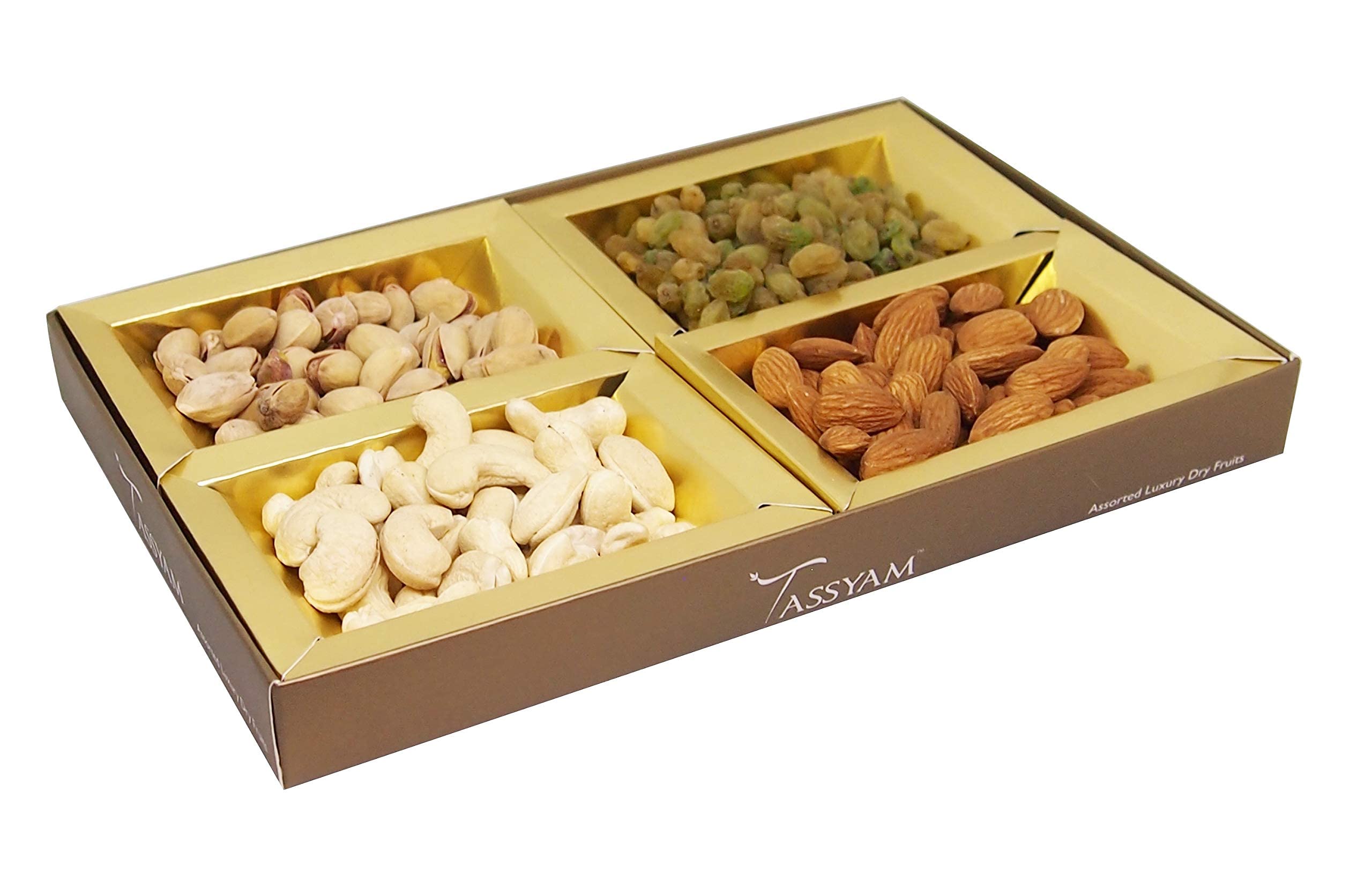 Tassyam Dry Gift Fruit Tray Gift Hamper of Premium Cashew, Almond