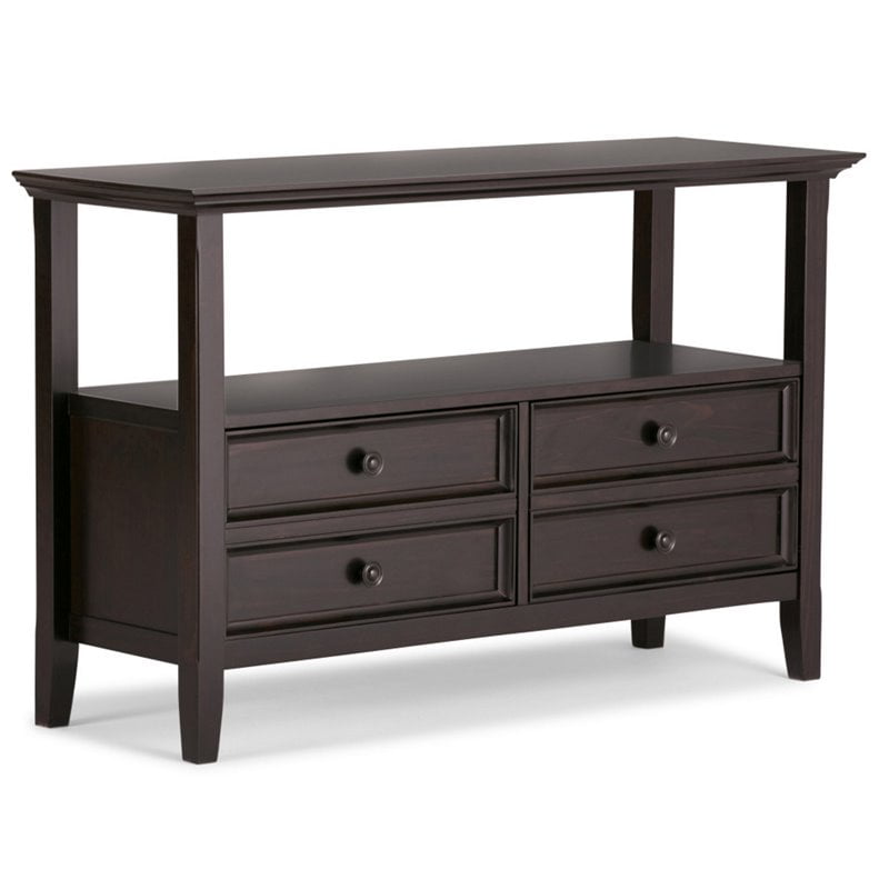 Allora Solid Wood Console Table with Storage Drawers Hickory Brown ...