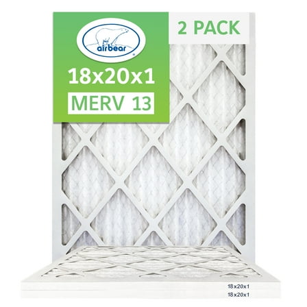 Air Bear 18x20x1 Pleated Air Filter 2-Pack MERV 13 (17.5 x 19.5 x .75)