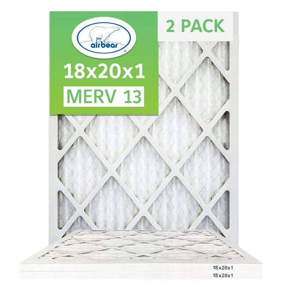 Air Bear 18x20x1 Pleated Air Filter 2-Pack MERV 13 (17.5 x 19.5 x .75)